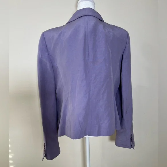 Armani Collezioni Purple Blazer. Ruffle collar, pockets, button down. - Picture 2 of 8